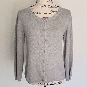 Private 0204 X-B 116 Button Up Cardigan Sweater Cotton Silk Grey Preppy Luxury